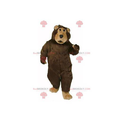 Mascotte orso marrone e beige tutto peloso - Redbrokoly.com