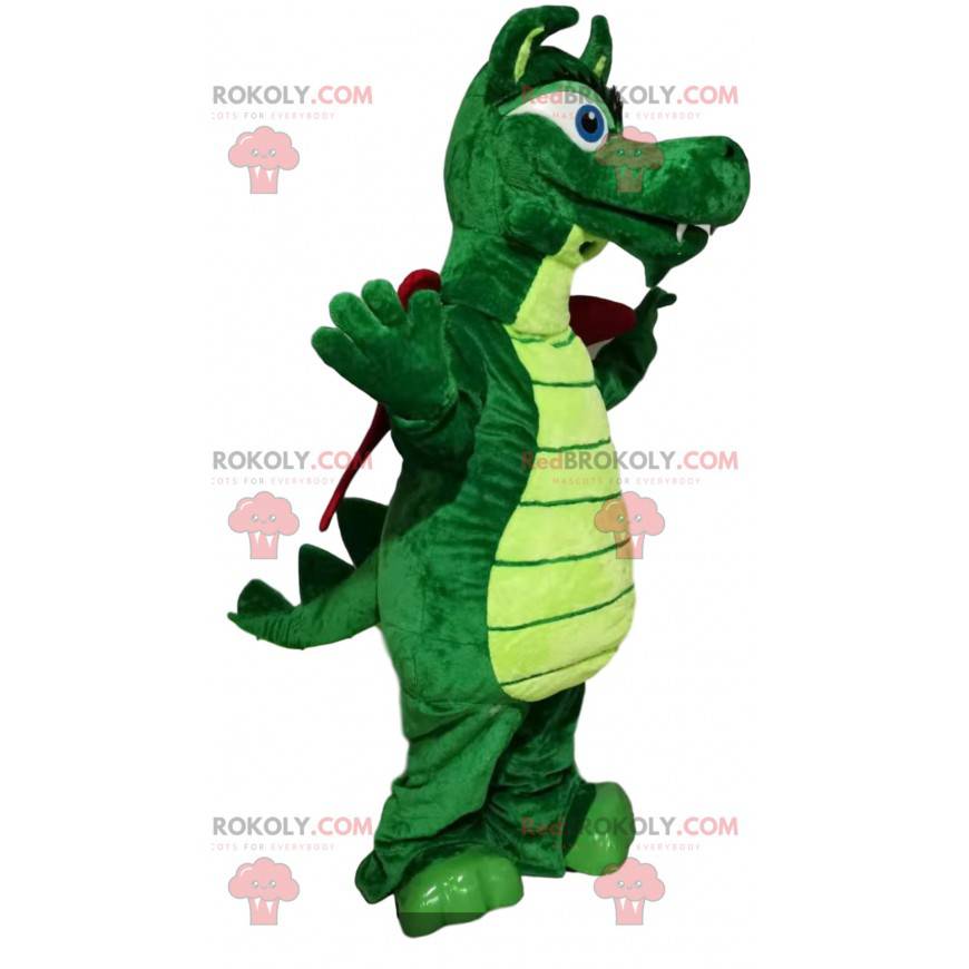 Mascotte de dragon vert avec des ailes bordeaux - Redbrokoly.com