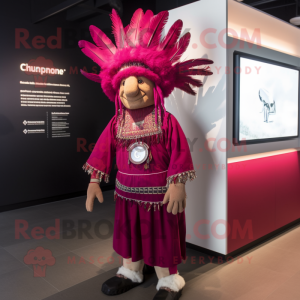 Magenta Chief mascot costume character dressed with a Playsuit and Ties
