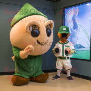 Tan Spinach mascot costume character dressed with a Baseball Tee and Watches