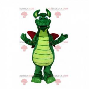 Mascotte de dragon vert avec des ailes bordeaux - Redbrokoly.com