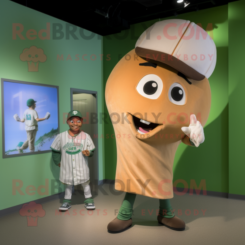 Tan Spinach mascot costume character dressed with a Baseball Tee and Watches