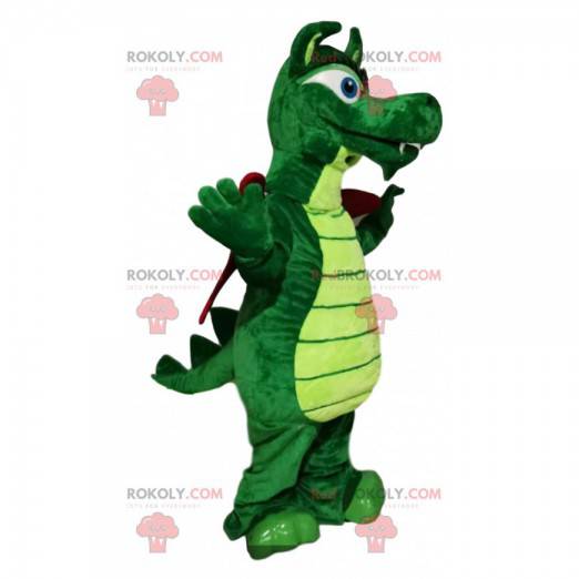 Mascota del dragón verde con alas burdeos - Redbrokoly.com