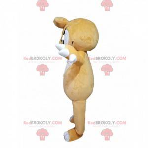 Beige Katzenmaskottchen mit einem bedrohlichen Blick -