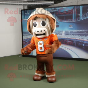 Rust American Football Helmet mascot costume character dressed with a Sheath Dress and Scarf clips