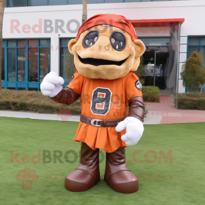 Rust American Football Helmet mascot costume character dressed with a Sheath Dress and Scarf clips