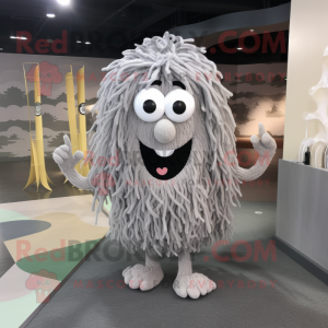 Gray Spaghetti mascot costume character dressed with a Mini Dress and Keychains