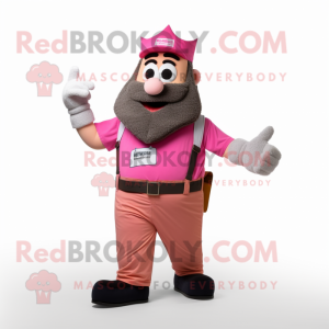 Pink King mascot costume character dressed with a Cargo Shorts and Belts