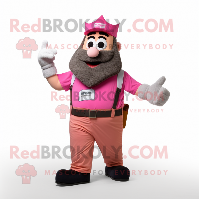 Pink King mascot costume character dressed with a Cargo Shorts and Belts Pink King mascot costume character dressed with a Cargo Shorts and Belts