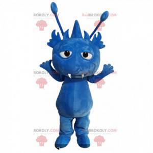 Kleines blaues Monstermaskottchen mit Antennen - Redbrokoly.com