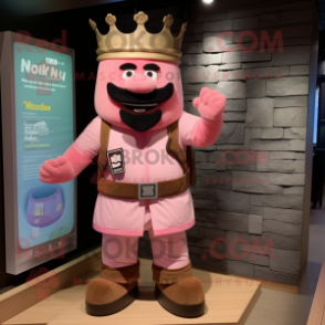 Pink King mascot costume character dressed with a Cargo Shorts and Belts