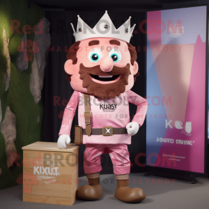 Pink King mascot costume character dressed with a Cargo Shorts and Belts