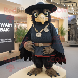 Black Hawk mascot costume character dressed with a Wrap Skirt and Caps