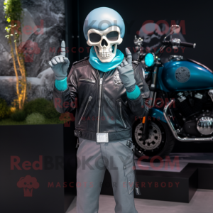 Cyan Skull maskot kostume...