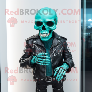 Cyan Skull mascotte kostuum...