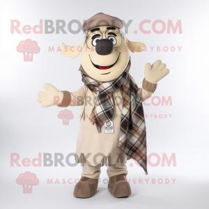 Tan Chief mascot costume character dressed with a Flannel Shirt and Scarf clips