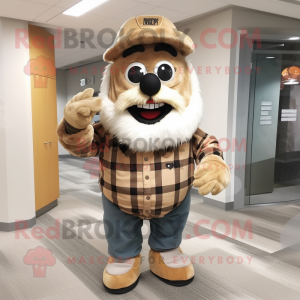 Tan Chief mascot costume character dressed with a Flannel Shirt and Scarf clips