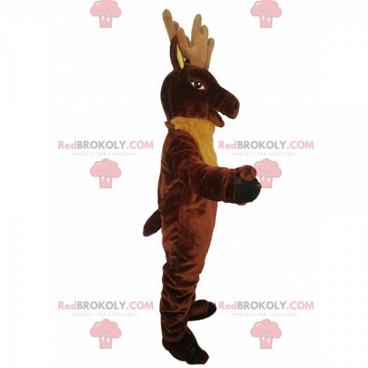 Brown deer mascot with yellow fur - Redbrokoly.com