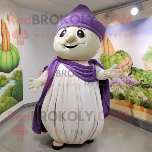 nan Turnip mascot costume character dressed with a Wrap Dress and Rings