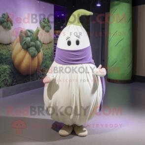 nan Turnip mascot costume character dressed with a Wrap Dress and Rings