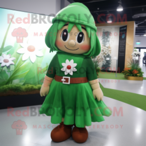 Rust Four Leaf Clover mascot costume character dressed with a Maxi Dress and Backpacks