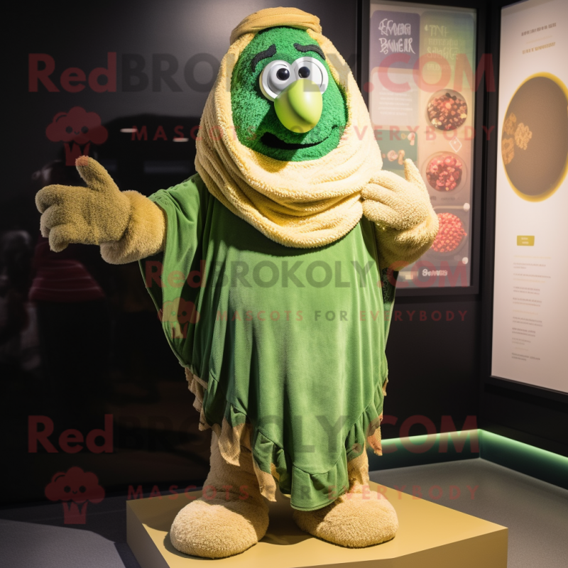 Olive Shepard'S Pie mascot costume character dressed with a Romper and Shawls