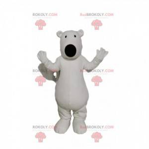 Mascotte d'ours blanc avec un gros museau noir - Redbrokoly.com