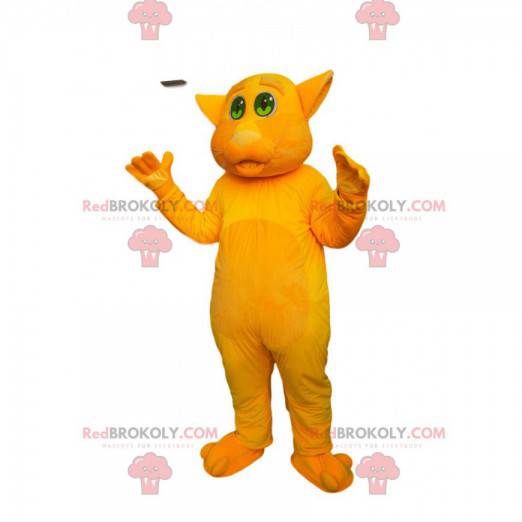 Mascotte de chat jaune avec de beaux yeux verts - Redbrokoly.com