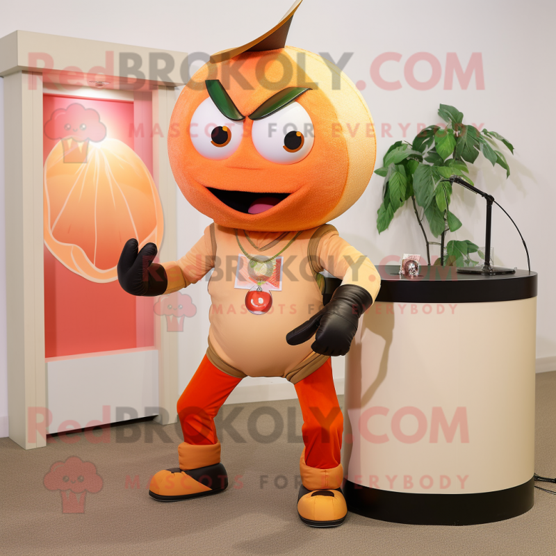 Peach Grenade mascot costume character dressed with a Shorts and Ties Peach Grenade mascot costume character dressed with a Shorts and Ties