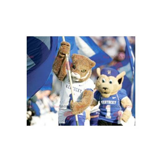 Brown Tiger Geparden Maskottchen in Sportbekleidung -