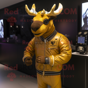 Gold Moose maskot kostume...