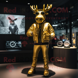 Gold Moose maskot kostume...