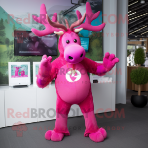 Magenta Älg maskot kostym...