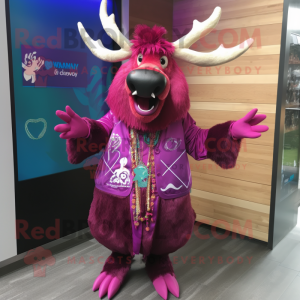 Magenta Älg maskot kostym...