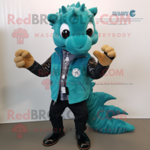 Teal Seahorse maskot...