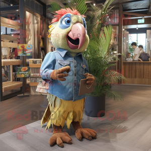 Tan Macaw maskot kostume...