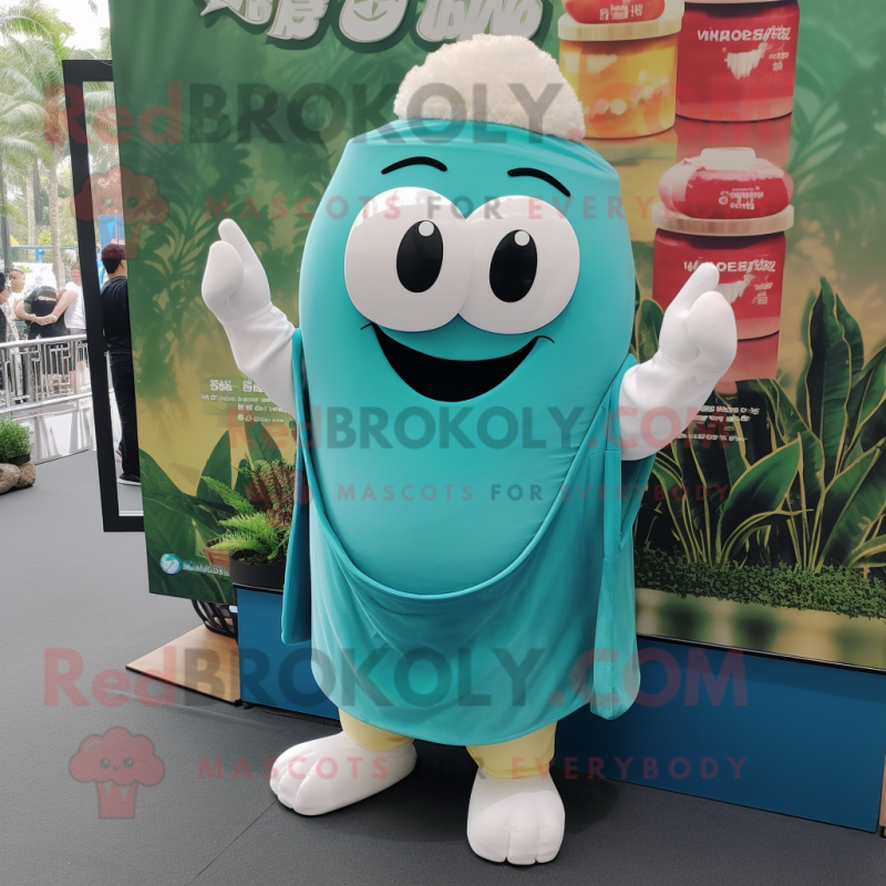 Teal Pad Thai mascot costume character dressed with a Tank Top and Keychains