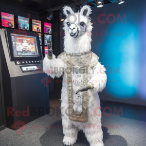 Sølv lama maskot kostume...