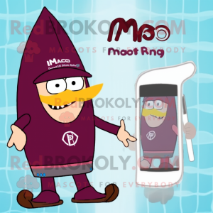 Maroon Ray mascot costume character dressed with a One-Piece Swimsuit and Beanies