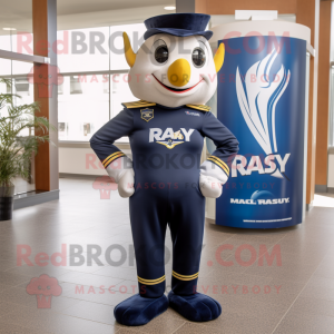 Navy Ray mascot costume character dressed with a Rash Guard and Shoe laces