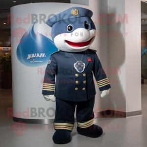 Navy Ray mascot costume character dressed with a Rash Guard and Shoe laces