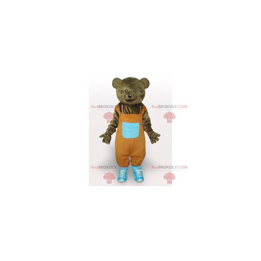 Medvěd hnědý maskot s oranžovou kombinézu - Redbrokoly.com