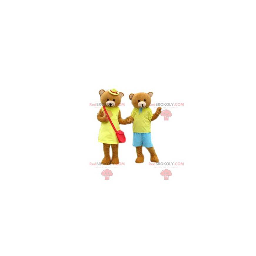 Couple de mascotte d'ourson marron - Redbrokoly.com Couple de mascotte d'ourson marron - Redbrokoly.com