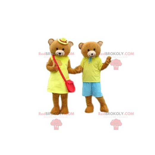 Couple de mascotte d'ourson marron - Redbrokoly.com