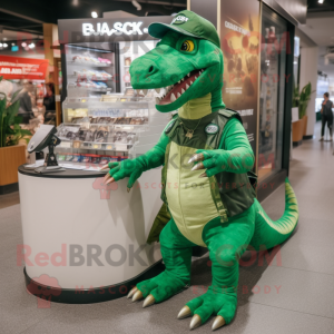 Grøn Allosaurus maskot...