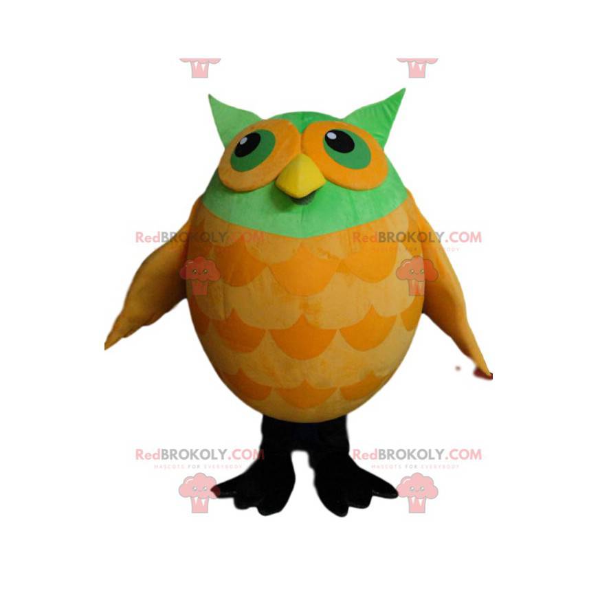 Mascotte de hiboux vert et jaune - Redbrokoly.com