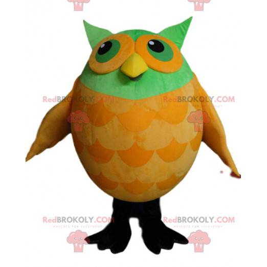 Mascotte de hiboux vert et jaune - Redbrokoly.com