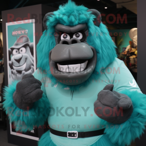 Teal Gorilla maskot kostym...