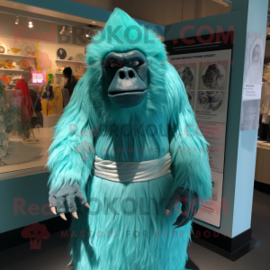 Teal Gorilla maskot kostym...