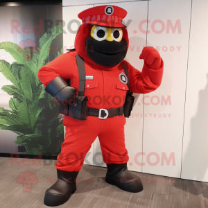 Rød Commando maskot kostume...